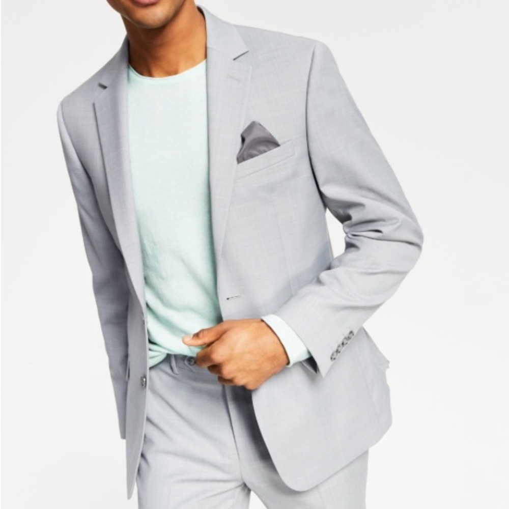 Bar III Men's Skinny-Fit Gray Sharkskin Suit Jacket